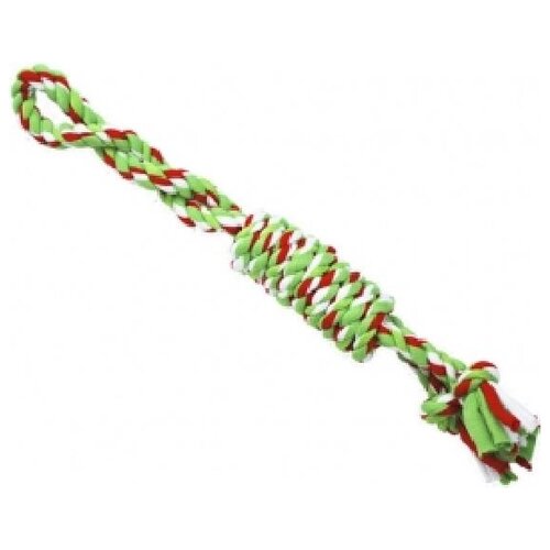 игрушка веревка для собак плетеная розовая №1 ГР 807 Игрушка для собак Грейфер веревка плетеная с двумя узлами и ручкой 33см (2 шт)