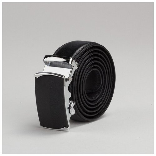 фото Ремень муж 06-01-03-03 дэн, 3,5*115*0,3см, рис под кожу,2 стр, пряжка автомат металл, черный 35262 сима-ленд