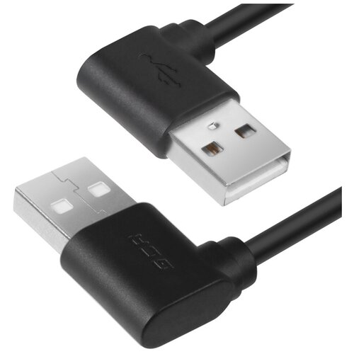 Кабель GCR USB 2.0 AM угловой - AM угловой (GCR-AUM5AM-BB2S), 1 м, черный
