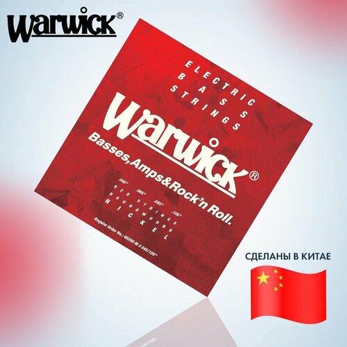warwick 46200m4 струны для бас гитары red label 45 105 никель Струны для бас-гитары, комплект из 4 струн, сталь никелированная, Warwick Red Label 46200M4 45-105