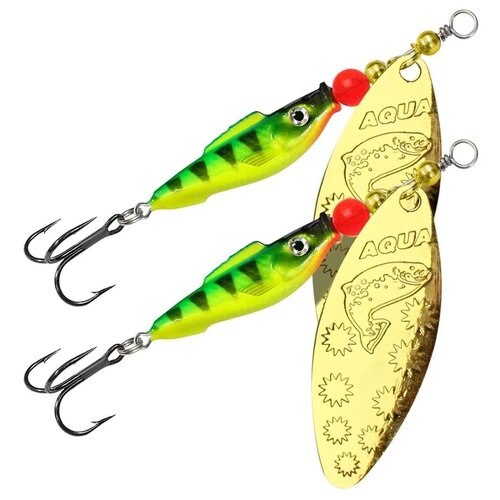 фото Блесна aqua fish long extra-3 20,0g, набор 2шт, цвет 62 (флуоресцентный окунь, золото)