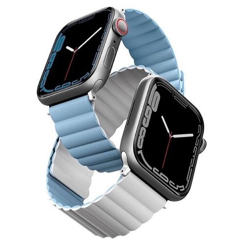 Ремешок для смарт-часов Uniq Revix Reversible для Apple Watch 45/44/42 mm, Magnetic white/blue