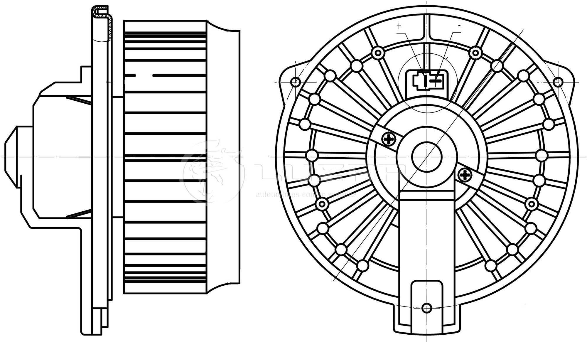 LUZAR LFH23NL Э/вентилятор отоп. для а/м Honda CR-V (02-)/Civic (00-)/Suzuki Liana (02-) (LFh 23NL)