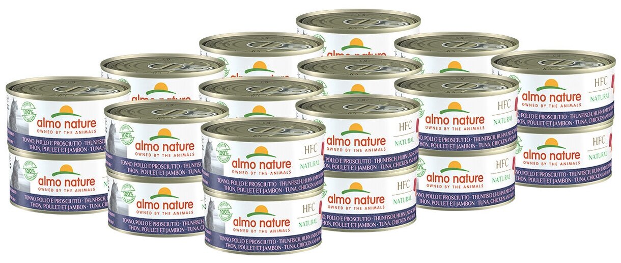 Almo Nature Консервы для Кошек с Курицей, Тунцом и Ветчиной (HFC Natural - Tuna, Chicken and Ham) 0,15 кг х 24 шт.