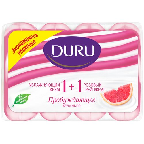 DURU Крем-мыло кусковое Soft sensations 1+1 Розовый грейпфрут грейпфрут, 4 шт., 90 г крем мыло твёрдое duru soft sens 1 1 80г малина ежевика