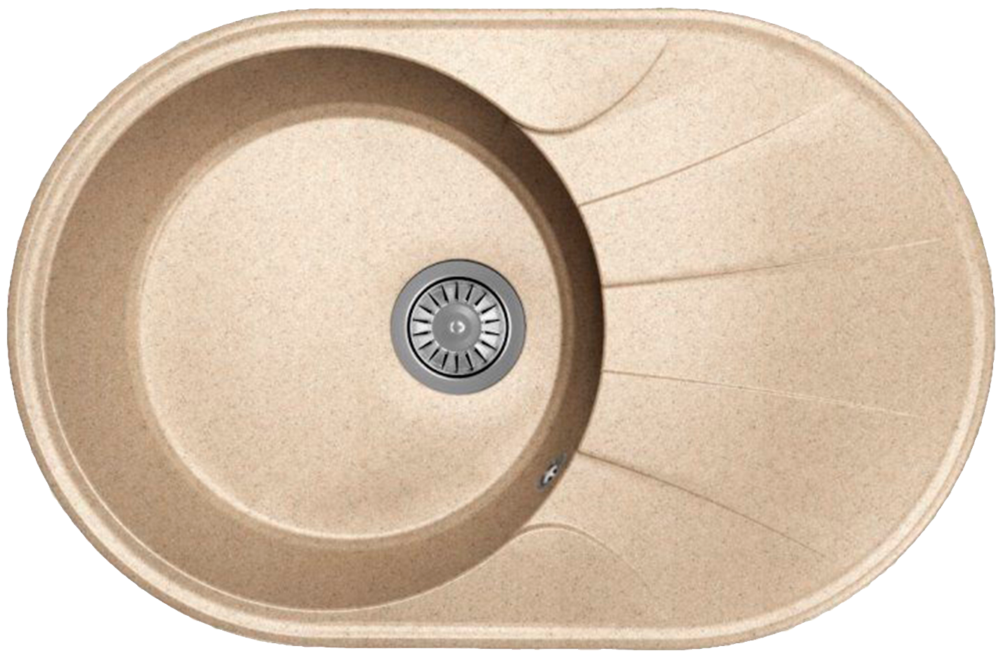 Мойка для кухни врезная каменная Dr. Gans Smart ВИОЛА-740, цвет терра, с крылом, овальная, 740х480х197 мм / раковина для кухни