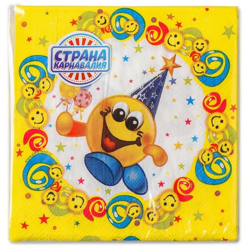 фото Набор бумажных салфеток «смайл в колпачке», 25х25, 20 шт. страна карнавалия