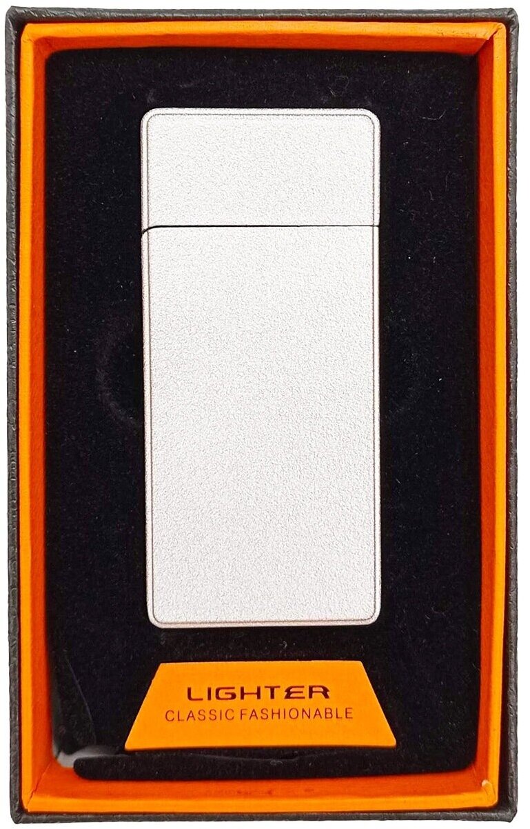 USB зажигалка с функцией газовой матовая серебристая - фотография № 2