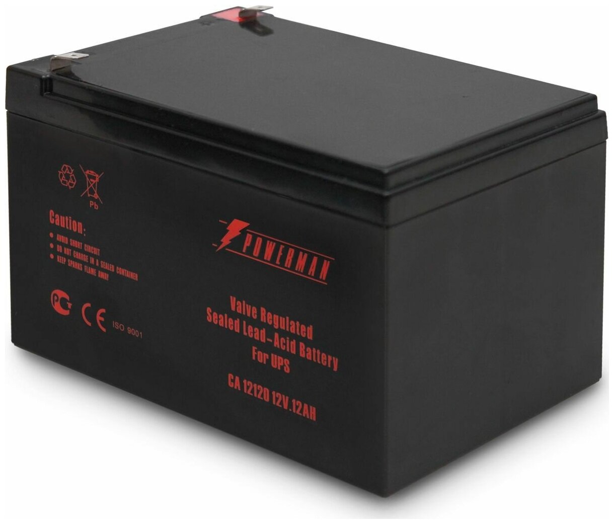 Батарея Powerman Battery Battery CA12120, voltage 12V, capacity 12Ah, max. discharge current 180A, max. charge current 3.6A, lead-acid type AGM,