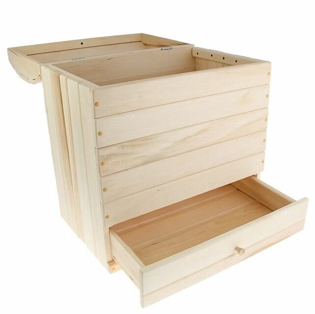 Сундук-камод деревянный, с ящиком и крышкой - фотография № 2
