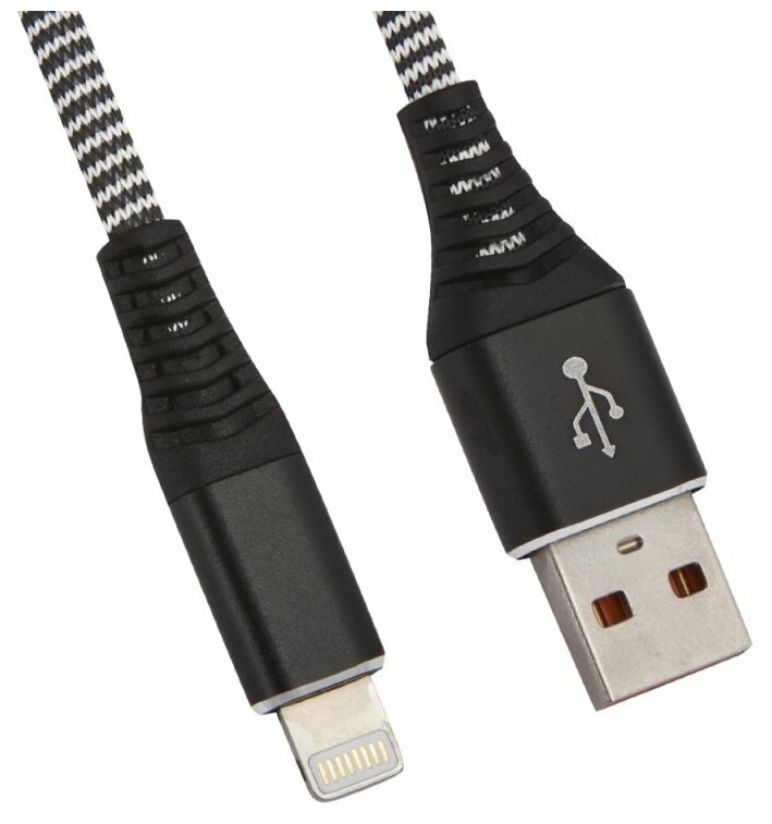 USB кабель "LP" для Apple 8 pin "Носки" (черный/блистер)