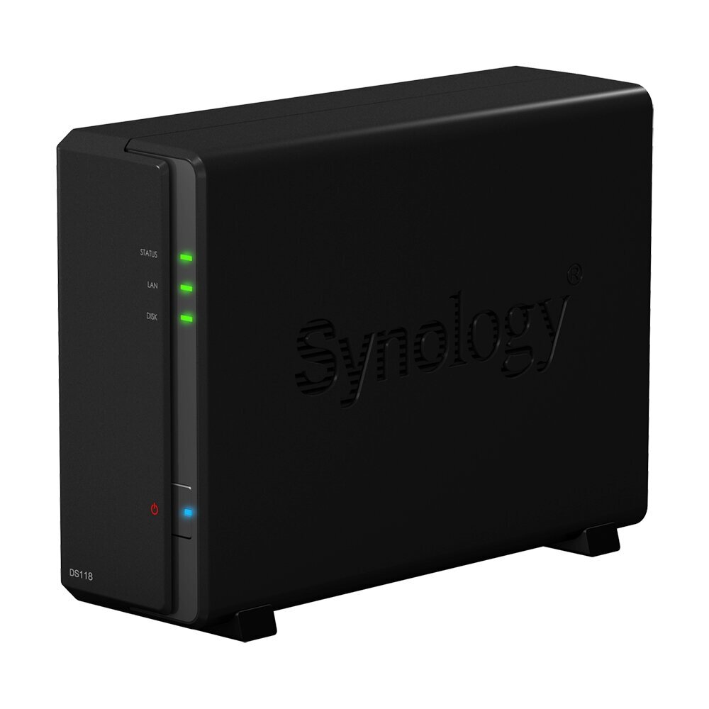 Synology DS118 DC1,4GhzCPU/1Gb/upto 1HDD SATA(3,5'')/2xUSB3.0/1GigEth/iSCSI/2xIPcam(upto 15)/1xPS repl DS116