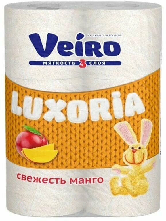 Туалетная бумага Veiro Luxoria ароматизированная Свежесть манго 3 слоя .6 рулонов Linia Veiro - фото №3