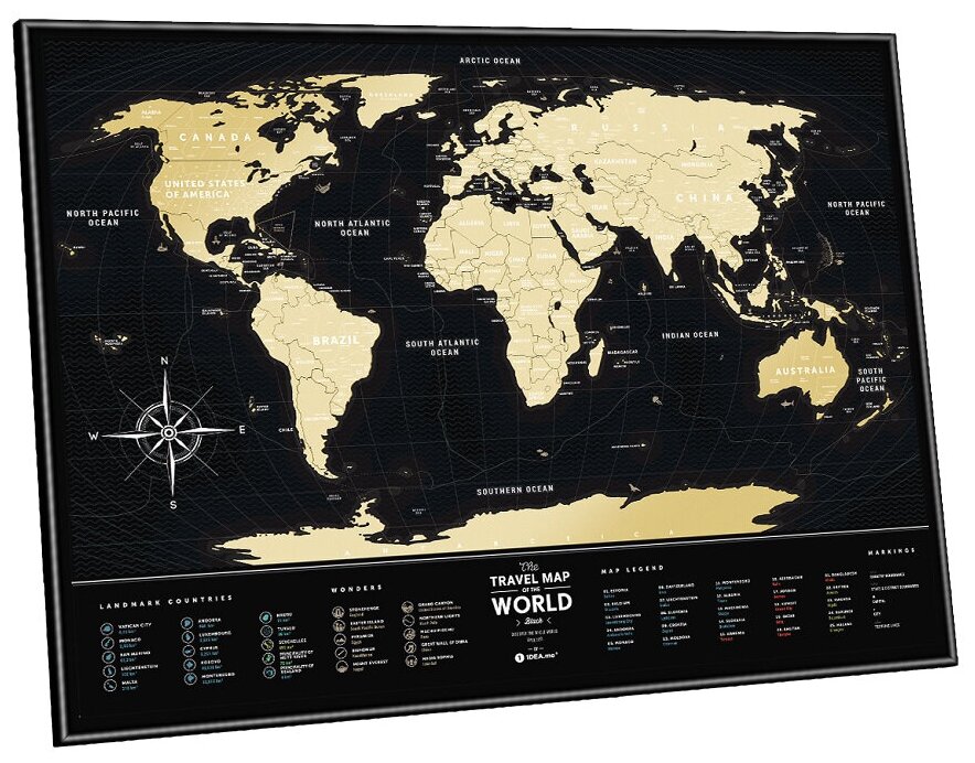 Скретч-карта мира Travel Map "Black World", 60 х 80 см