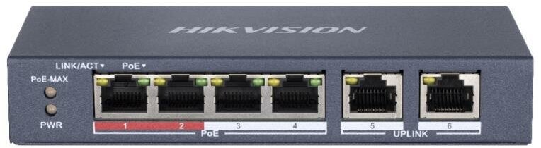 Коммутатор Hikvision DS-3E0106P-E/M 6x100Mb 4PoE+ 35W неуправляемый