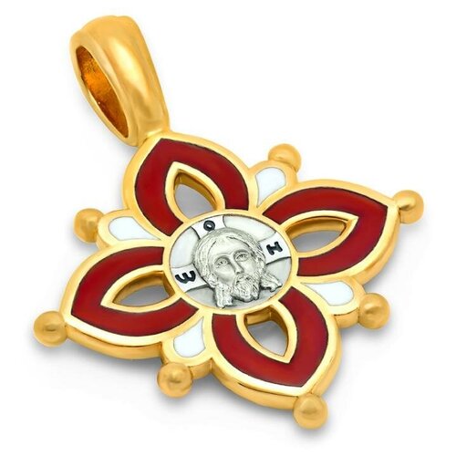 Крестик Деревцов, серебро, 925 проба, золочение, чернение, эмаль