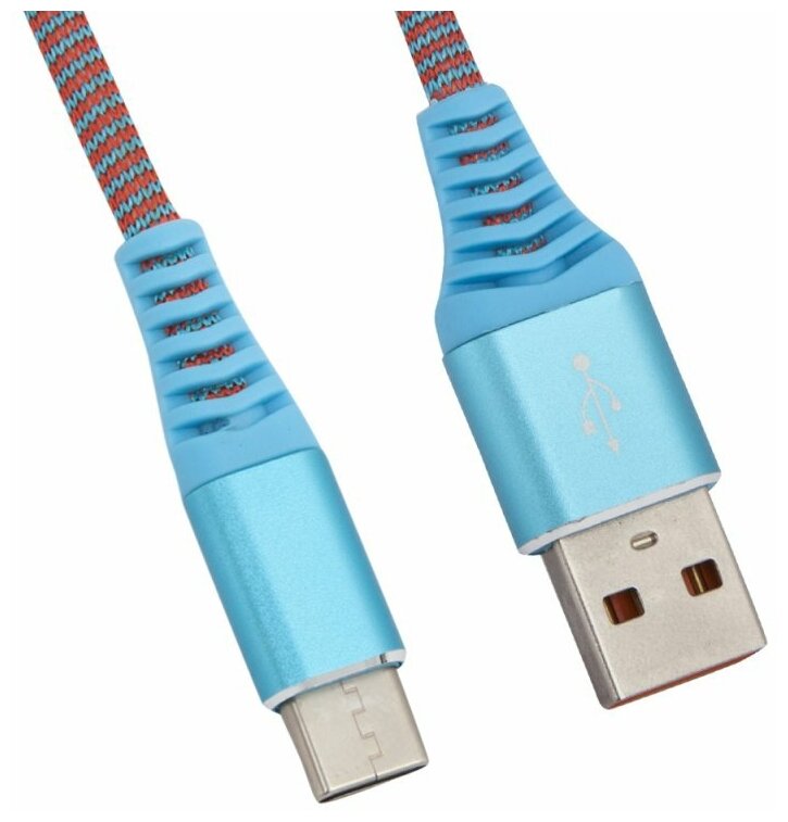 USB кабель "LP" Type-C "Носки" (голубой/блистер)