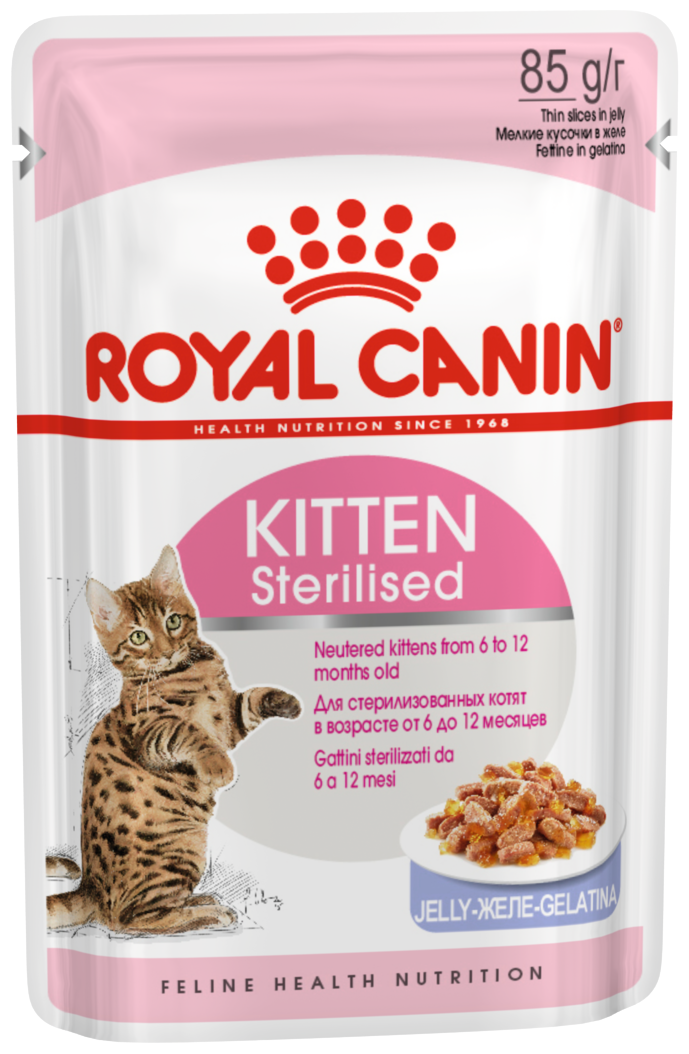 Влажный корм для стерилизованных котят Royal Canin профилактика избыточного веса, мясное ассорти 12 шт. х 85 г (кусочки в желе) - фотография № 3