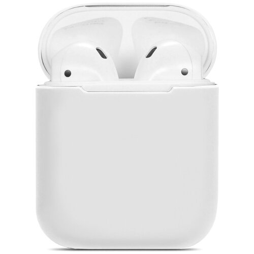 фото Силиконовый чехол для airpods 1 / airpods 2 skiico / противоударный чехол для аирподс 1 и 2 ультратонкий матовый (белый)