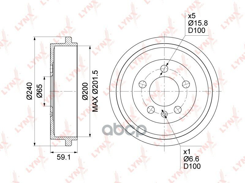 Барабан Тормозной (200x51) | Зад Прав/Лев | LYNXauto арт. BM1008