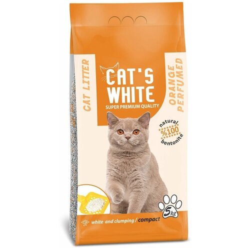 Наполнитель комкующийся, Cat's White, с ароматом апельсина , 5 кг