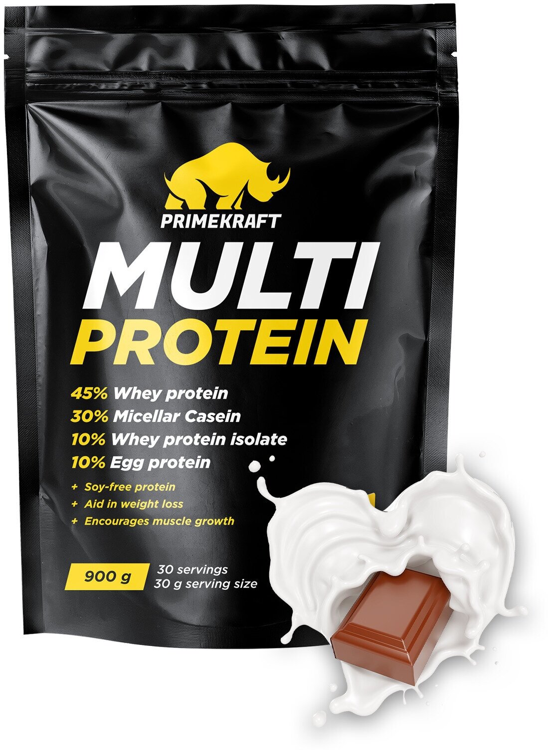 Многокомпонентный протеин PRIMEKRAFT Multi Protein Молочный шоколад, 900 г / 30 порций