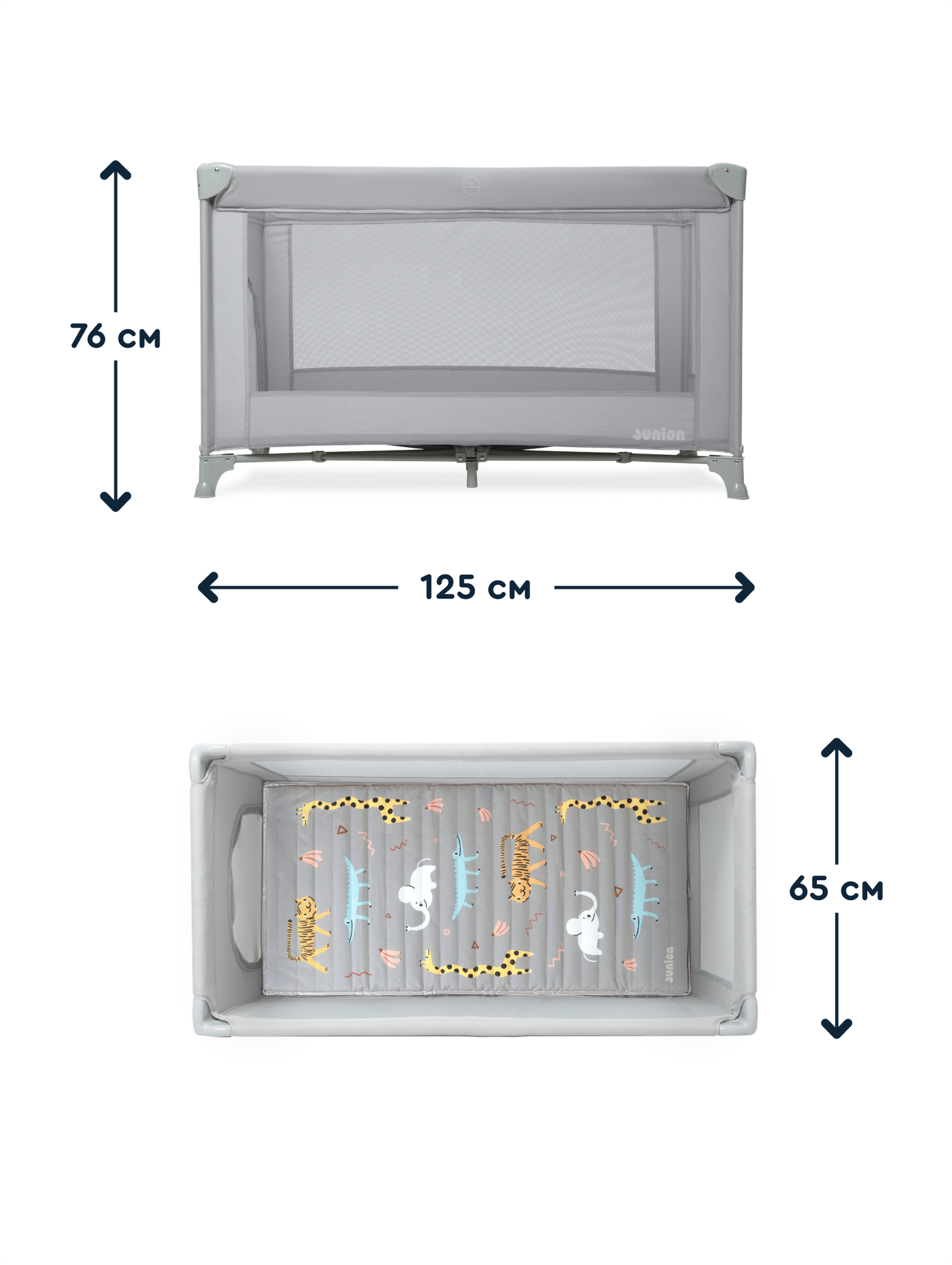 Манеж-кроватка Junion Keeppy, складной, цвет серый