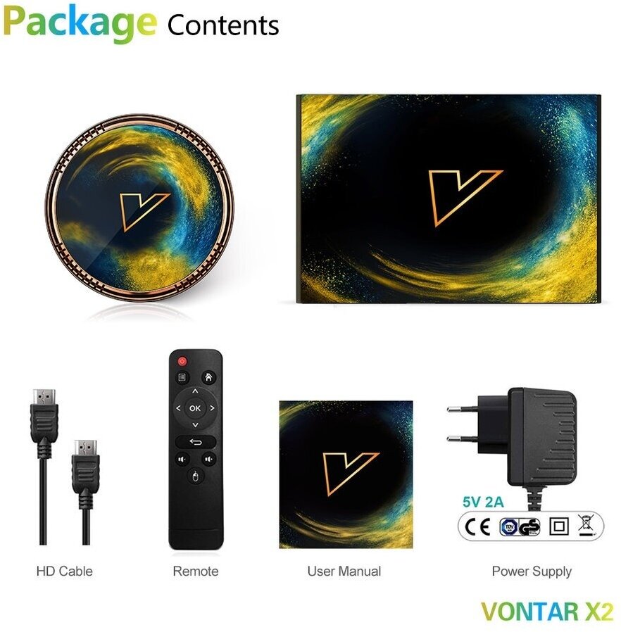 Смарт ТВ приставка Smart TV Box Vontar X2 2/16GB Android 11.0 Amlogic S905W2 с Android TV