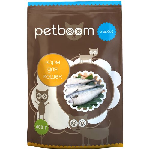 Сухой корм для кошек Petboom с рыбой 400 г