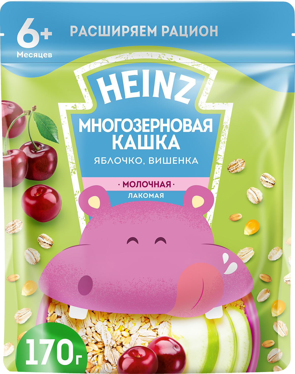 Кашка Heinz Лакомая Многозерновая Яблоко вишенка