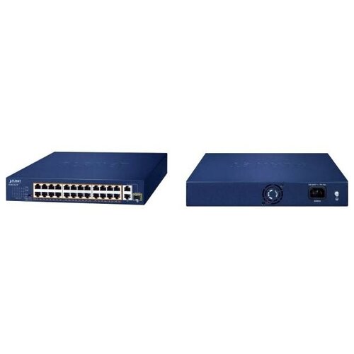 коммутатор/ PLANET 24-Port 10/100TX 802.3at PoE + 2-Port 10/100/1000T + 1-Port shared 1000X SFP Unmanaged Gigabit Ethernet Switch (185W PoE Budget, St