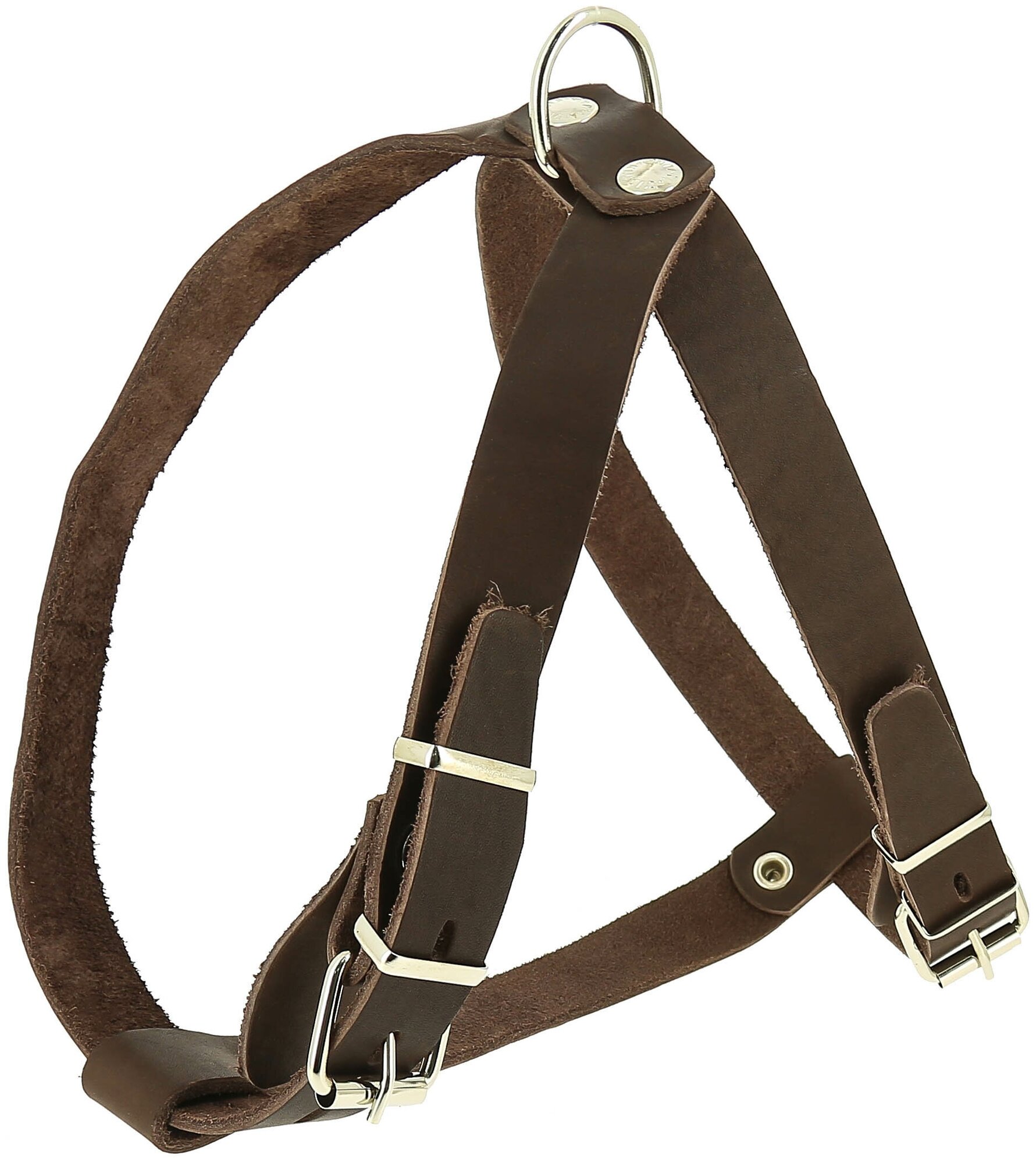 Кожаная шлейка Каскад Classic для собак ширина 15 мм шея 39-47 см, грудь 43-51 см, коричневый
