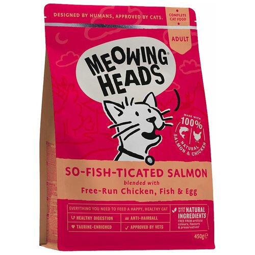 Meowing Heads Purr Nickety - Сухой корм для взрослых кошек с лососем, курицей и рисом 