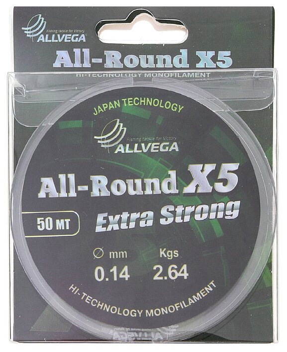 Леска Allvega All-round X5 0,14 мм, 50 м ALLVEGA 1140780 .