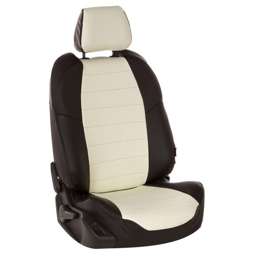 фото Чехлы на сиденья "автопилот" из экокожи для volkswagen polo седан (задняя спинка делится на две части, 40/60%) с 10г. черный, белый. vo-po-ps-chb-e