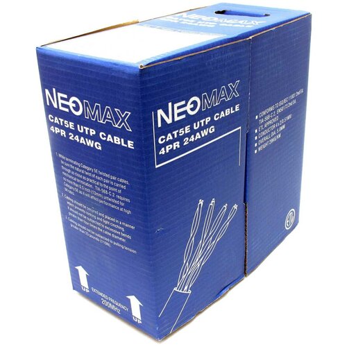 Кабель Neomax NM10101, 305 м, серый кабель neomax nm13601 050g u utp 5м кат 6