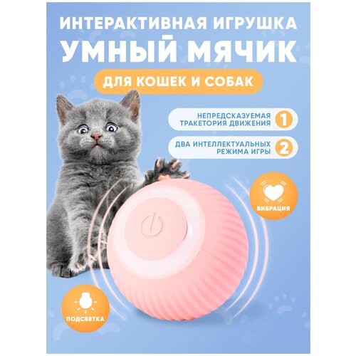 Игрушка для кошек, интерактивный мяч для кошки розовый игрушки для кошек atuban интерактивная светильник шка для кошек и перьев 4 в 1 автоматическая подзарядка кошек