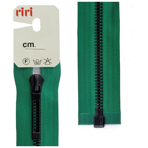 фото Молнии riri звено bi, слайдер stab, разъёмная, 1 замок, 6 мм, 60 см, цвет 2715, зеленый