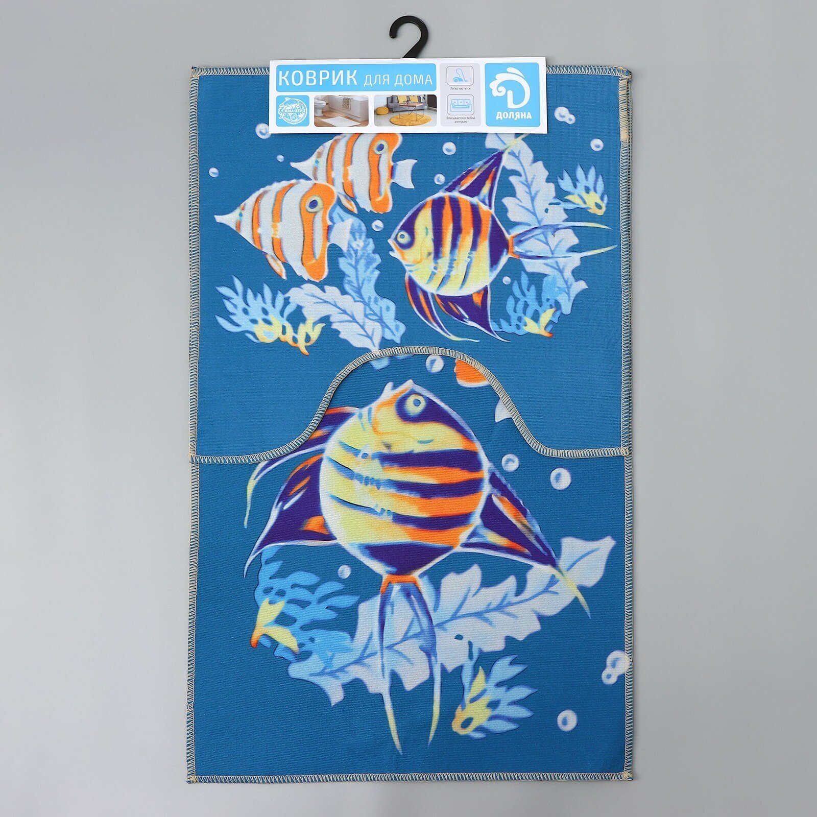 Набор ковриков для ванны и туалета Доляна «Подводный мир», 2 шт: 45×48, 58×78 см - фотография № 9