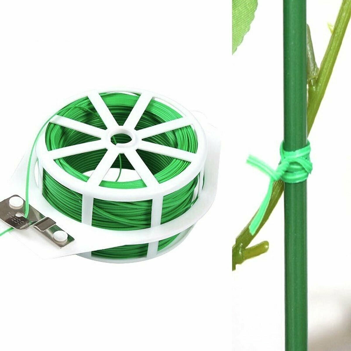 Проволока - фиксатор для пакетов, проводов и растений со встроеным резаком, рулон 30 м - фотография № 5