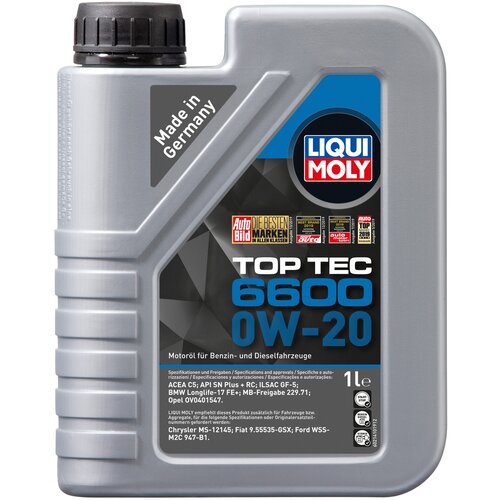 фото Синтетическое моторное масло liqui moly top tec 6600 0w-20 1 л
