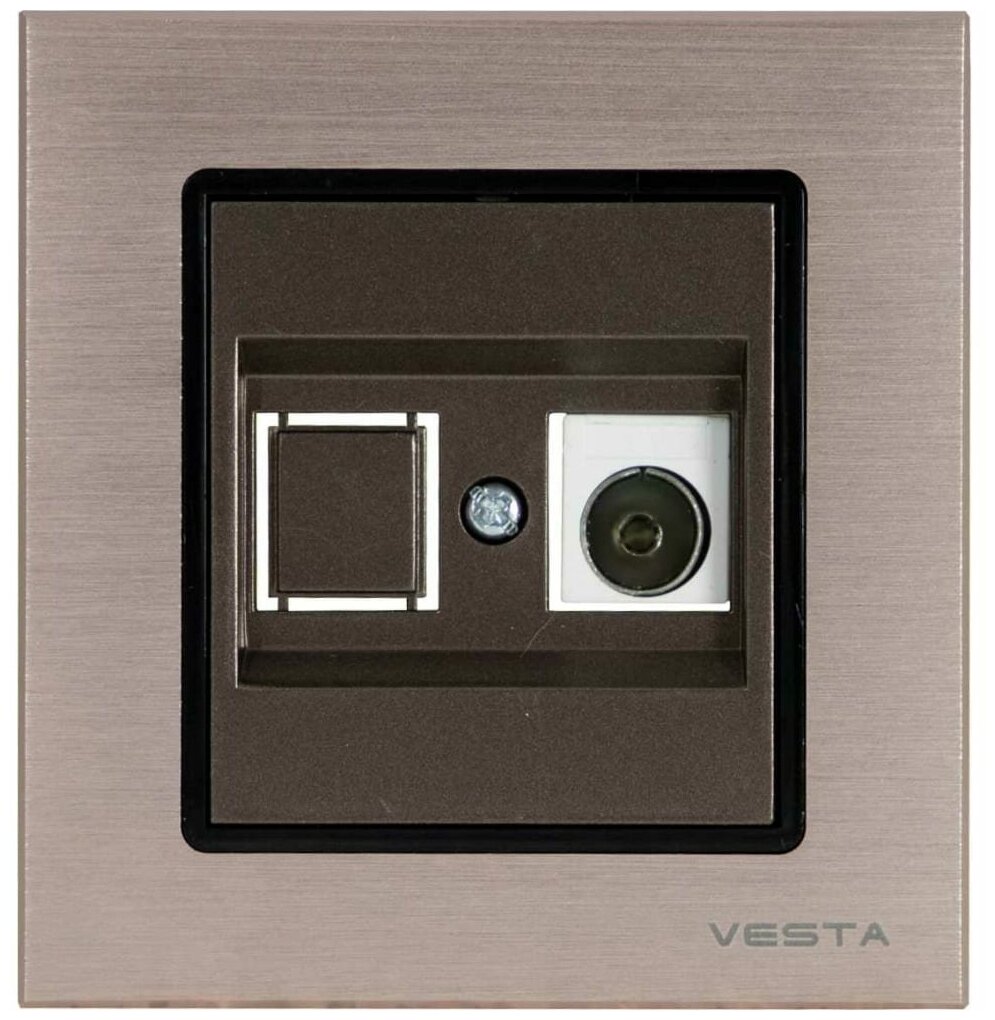 фото Розетка Vesta-Electric Exclusive Champagne Metallic для сетевого кабеля LAN