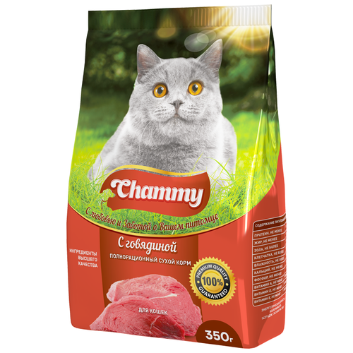 Полнорационный сухой корм Chammy для кошек с говядиной,1.9кг