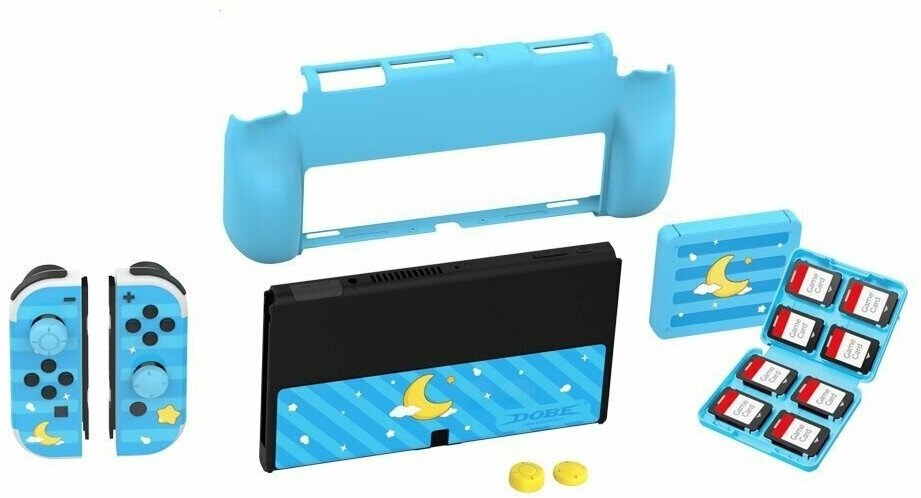 Защитный чехол + кейс для игр и накладки для Nintendo Switch / OLED DOBE Protective case iTNS-2120 Голубой