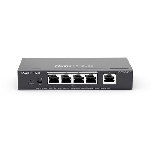 Коммутатор Reyee Ruijie RG-ES205GC-P управляемый количество портов 5x1 Гбитс RG-ES205GC-P 639200₽