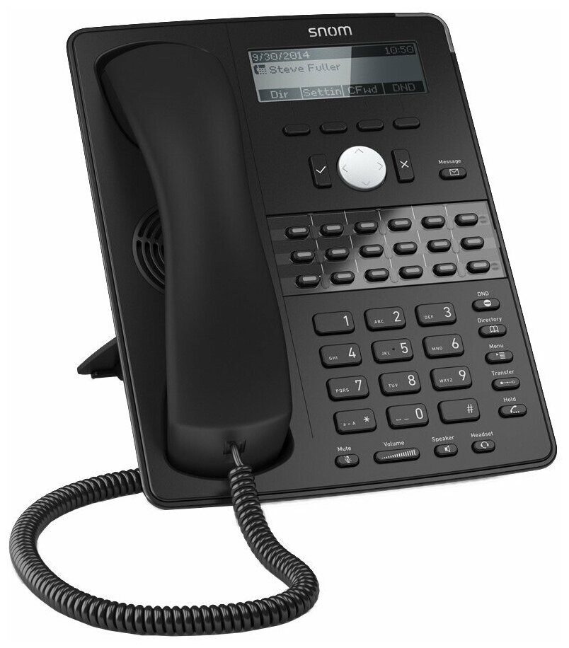 SNOM D725 Настольный IP-телефон. 12 учетных записей SIP, Графический монохромный экран 3,2", 18 кнопок с LED ин