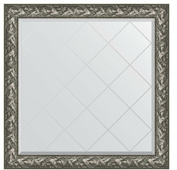 Зеркало с гравировкой Evoform Exclusive-G 109x109 см в багетной раме - византия серебро 99 мм (BY 4458)