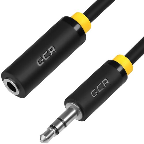 GCR Удлинитель аудио 5.0m jack 3,5mm/jack 3,5mm черный, желтая окантовка, ультрагибкий, 28AWG, M/F, Premium GCR-STM1114-5.0m, экран, стерео Greenconnect jack 3,5mm (m) - jack 3,5mm (f) 5 черный (GCR-STM1114-5.0m) аксессуар ugreen 3 5 jack m 3 5 jack f 3m black ug 10595