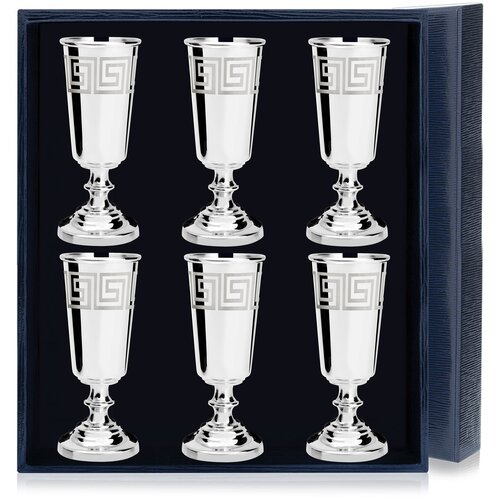 фото Аргента набор рюмок "джентльмен" с рисунком "греческий" (6 пр.) + футляр