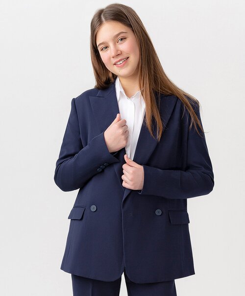 Школьный пиджак Button Blue, размер 164, синий